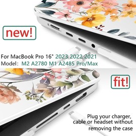 DONGKE for M4 MacBook Pro 16 Inch Case 2024 2023 2021 A3403 A3186 M3 A2991 M2 A2780 M1 A2485 Pro/Max Chip, Plastic Hard Shell Case & Keyboard Cover for Mac Pro 16 with Touch ID, Daisy Flowers