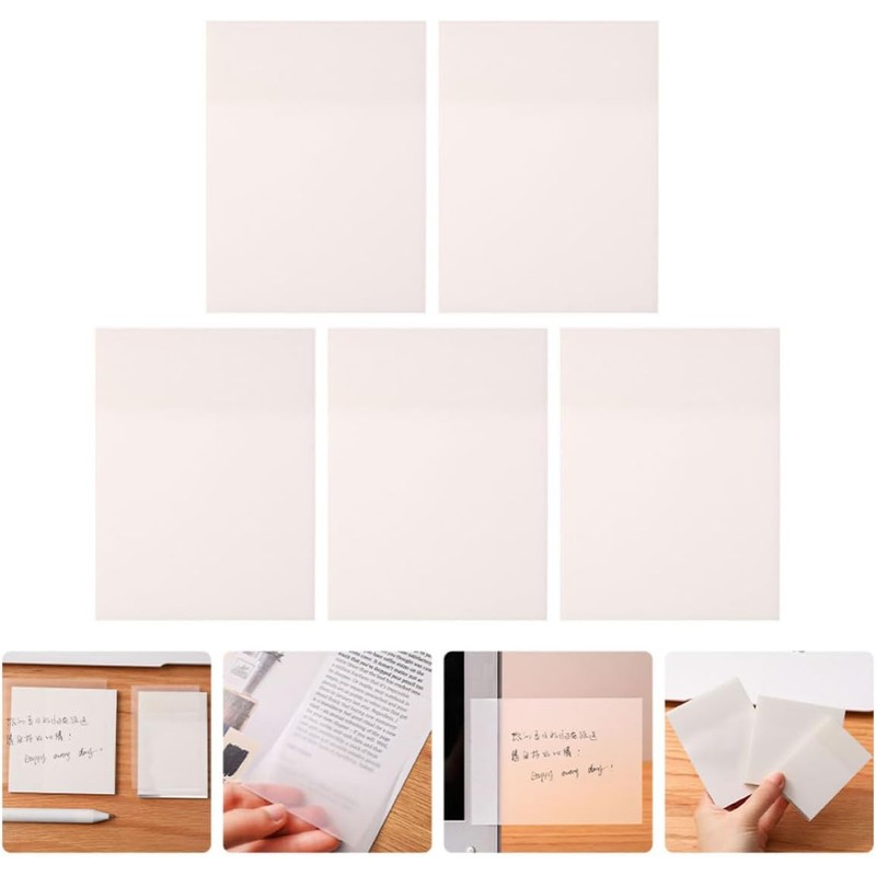 5 Piezas Bloc de Notas Adhesivas Transparentes Impermeables de Pet