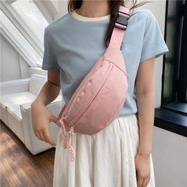 Huimei Women's Body Bag, Shoulder Bag, Crossbody Bag, 2-Way Crossbody Bag, Popular, Unisex, Commuting to Work Bag, Nylon, School or Travel, Pink