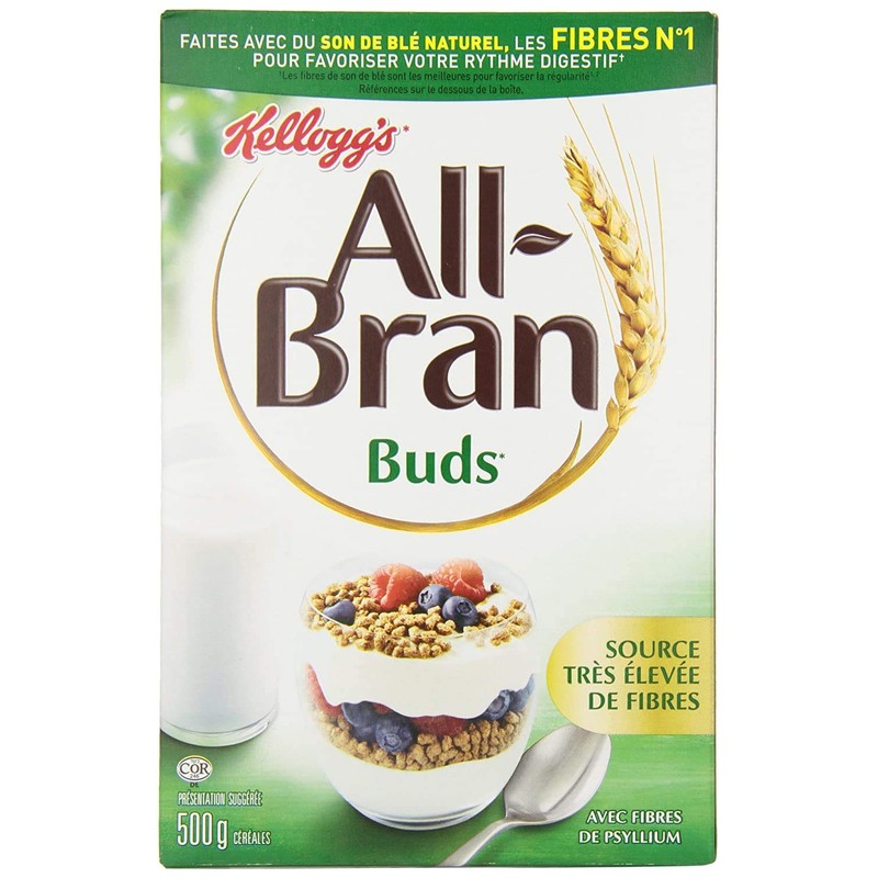 Kellogg's All Bran Buds Cereal 500g/17.6oz, 2-Pack (Imported from Canada)