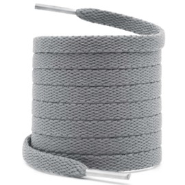 WEGOODZF Flat Trainer Shoe Laces: 8 mm Wide Multicoloured Trainers Football Sports Shoelaces for Children Men Women Boys and Girls 2 Pairs, 06 Light Grey