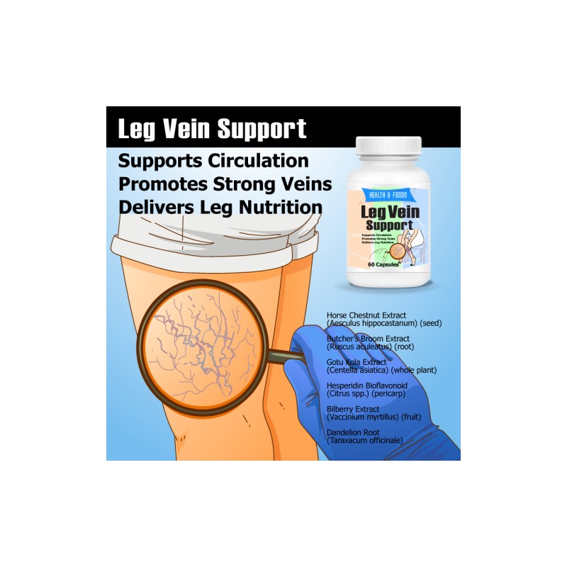 Health & Food Corp Leg Vein Support, Supports Circulation, Promotes