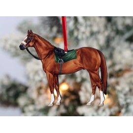 Thoroughbred Horse Christmas Ornament, Equestrian Gift, Race Horse Decor, Glossy Laser-Cut Ornament (Chestnut)