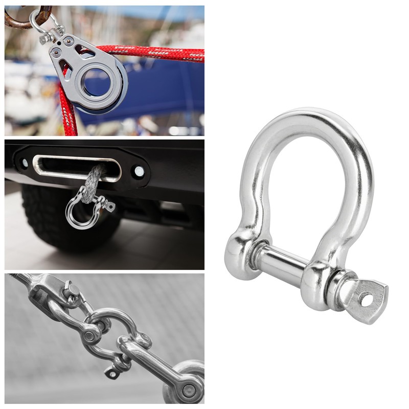 Axigundaone 24Pcs D Ring Shackles 1/4 Inch, Stainless Steel Clevis