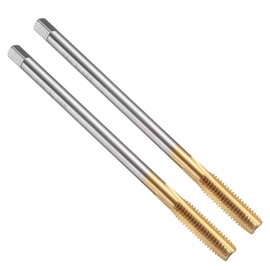 uxcell 2pcs Straight Flute Thread Taps, M8 x 1.25 120mm Extra Long Metric Titanium Coated Screw Threading Tapping Tools Thread Milling Machine Taps, High-Speed Steel 6542 (HSS 6542)