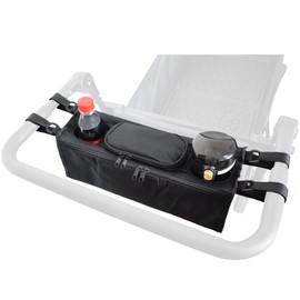 YEEDOIDO YEEDOIDO Non-Slip Organizer for Wagon, Parent Console Caddy with Cup Holders Universal for Folding Kids Pet Stroller Adjustable Straps Zippered Pockets Storage Phone Bag Attachment Accessories, Black