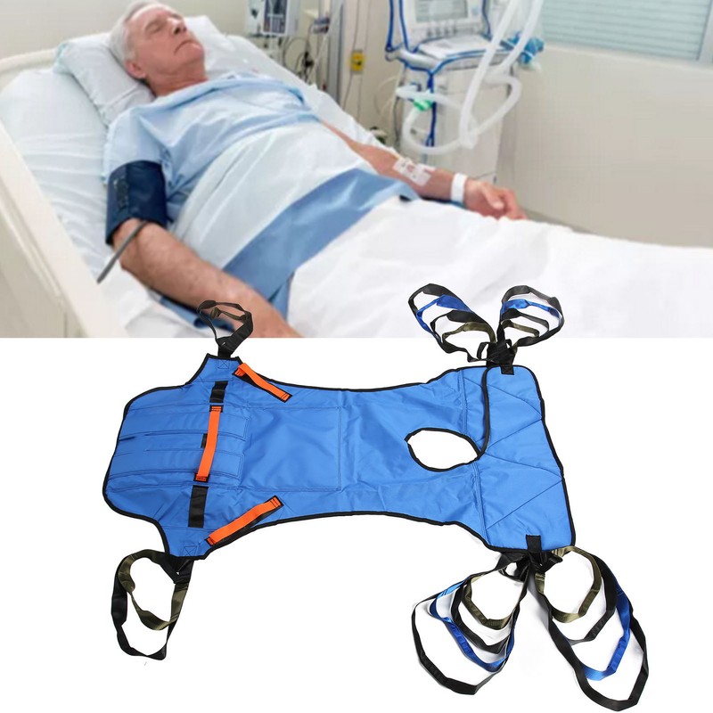 Patient Full Body Lift Sling Royalblue Head Support Toileting Transfer