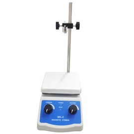 HQHAOTWU Magnetic Stirrer Hot Plate Mixer 2000ml Lab Magnetic Mixer 12 * 12cm 350℃±10% Lab Heating & Magnetic Stirring Equipment with Stirrer Bar and Support Stand 110V