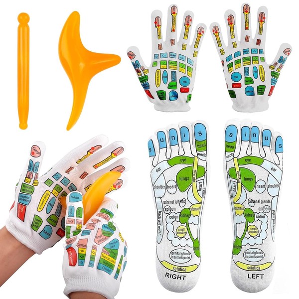 SSKHE Reflexology Socks Gloves,Reflexology Socks with Massage Tool,Acupressure Socks,Zen Reflex