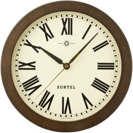 さんてる(Suntel) 掛け時計 ダークブラウン 直径250×60mm シンプル電波時計掛け時計 ローマ ダークブラウン SR03-DBR R