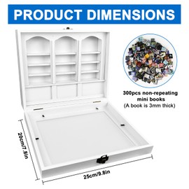 JNBGTU Anxiety Bookshelf - 300pcs Mini Brands Books, Shake Away Your Anxiety, Home Decoration for Book Lovers, Miniature Book Library, Office Decor Mini Brands Books -Book Lovers Gifts (White)