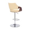 Armen Living Aspen Adjustable Swivel Cream Faux Leather and Walnut