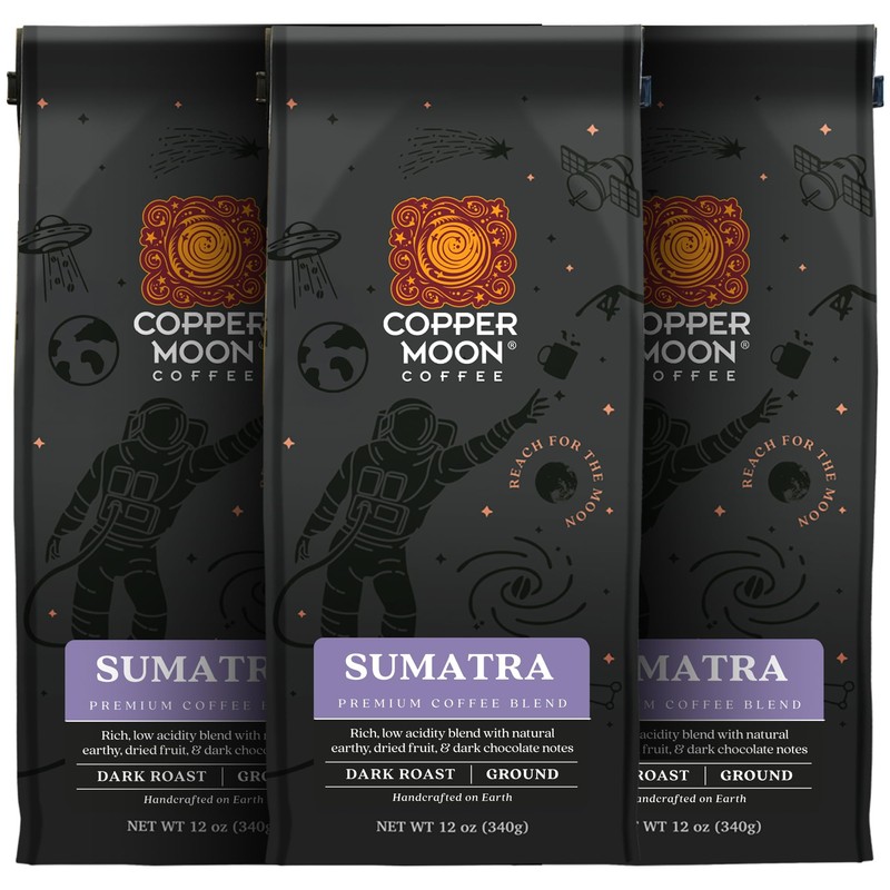 Copper Moon Ground Coffee, Dark Roast, Sumatra Blend, 12 Oz