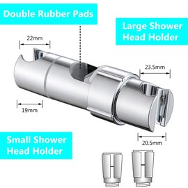 PIGIAOKA Shower Head Holder for Slide Bar 16-27mm Double Slot Adjustable Hand Shower Bracket for Slide Bar Slider Clamp Bathroom Replacement 360 Degree Rotating Bidet Sprayer Holder, ABS Chrome