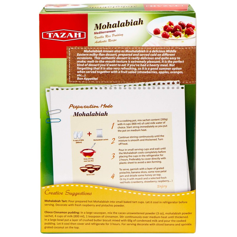Tazah Mohalabiah Vanilla Rice Pudding Mix 7oz (200g) - Authentic
