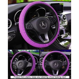 Funda universal para volante de coche para mujeres y hombres, fundas universales de 14.5-15 pulgadas, funda de microfibra suave para volante de coche, accesorios de coche para interior (violeta)