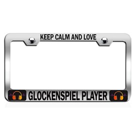 Custom Brother - Keep Calm and Love Glockenspiel Player Chrome Steel Auto SUV License Plate Frame License Tag Holder, O93
