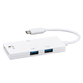 Digio2 USB Hub, USB3.2Gen1 Type-C 3 Ports & SD Card Reader, White, COM-C3SD073W