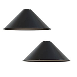 Vintage Metal Retro Style Non-Electric Lamp Shades Easy fit Inner Gold Lampshade for Living Rooms, bedrooms, Kitchen Dining Room, Cafe, and Restaurant 2pack (Shiny Black)