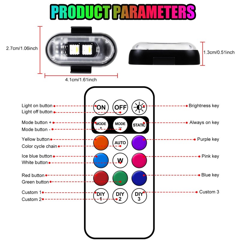 Wireless LED Lights for Car, Wireless Rock Lights with 8