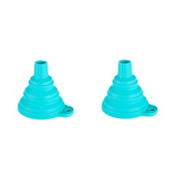 Embudo de silicona plegable de grado alimenticio, mini embudo dispensador de líquidos para el hogar, herramientas de cocina subtanque de sal y azúcar, suministros de bricolaje (2 azul)