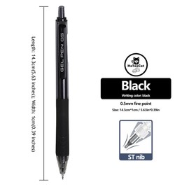 HeTaoCat Retractable Gel Pens, 0.5mm Fine Point, Quick Drying, Writing Drawing, Black ink gel pens, Box of 6 Pens (Multicolor)