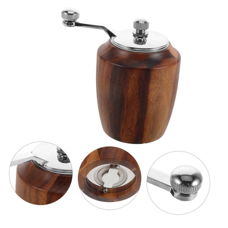 WOONEKY Wooden Pepper and Salt Grinders Hand-cranked Spice Grinder for