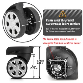 Zoofen Couple of Mute Replacement Luggage Suitcase Wheels Multi-Size Swivel Wheels(W045)