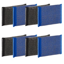MAYA Stainless Steel Scrubber for Kitchen and Stainless Steel, Cleans Without Scratching, Leaves No Fibers Remains, Dimensions 13 x 9 cm, Pack of 8 Scouring Pads (Blue and Black)