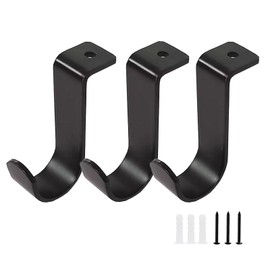 ZAAWUUT Ceiling Curtain Rod Hanging Brackets,3-Pack Ceiling Mount Sturdy Curtain Holder for 1inch Rod,Metal Curtain Rod Hooks for Home Patio Office (Black)