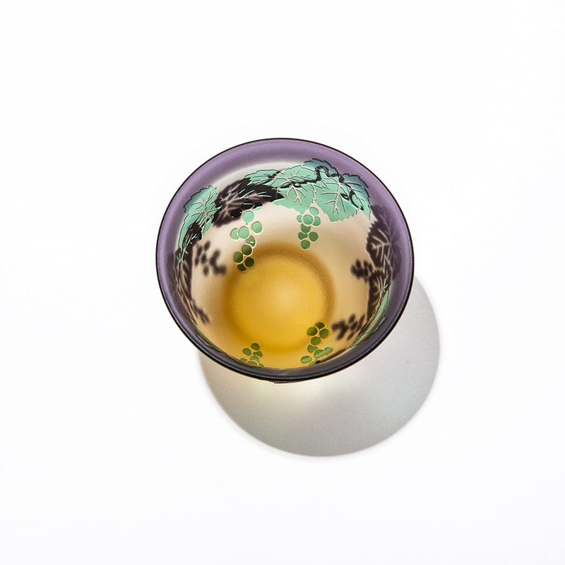 Taimuro Kobo TB3602 Sculpture Illusion Pattern Grape Crest, Guinomi, Comes