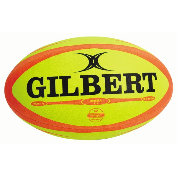 Gilbert Omega Match Rugby Ball (Fluro, Size-5)
