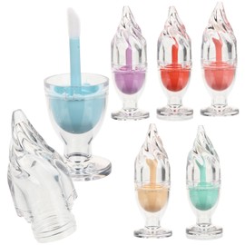 PACKOVE 6pcs Lip Gloss Bottle Shaped Plumping Shapes Tube Ice Cream Balm Labels Clear Lip Gloss Cute Stick and Gloss Containers Lipgloss Plastic Random Color