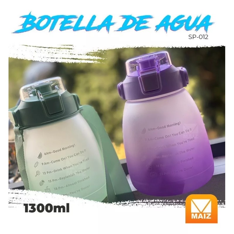 Maíz Botella Cilindro Agua Deportiva Motivacional Multicolor 1.3l