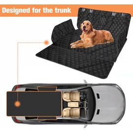 PETICON SUV Cargo Liner for Dogs, Waterproof Pet Cargo Cover Dog Seat Mat for SUVs Sedans Vans with Bumper Flap Protector, Non-Slip, Large Size Universal Fit, Black
