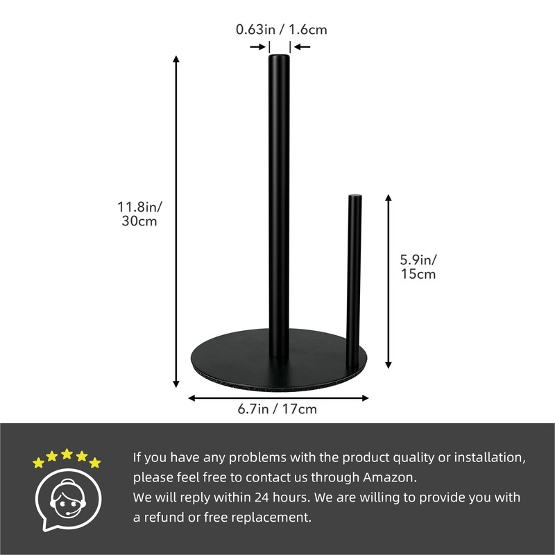 Black Kitchen Roll Holder Worktop Paper Roll Holder Standing Kitchen