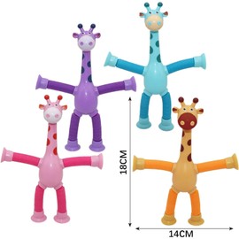 Telescopic Suction Cup Giraffe Toys, Giraffe Sensory Toys Fidget for Kids, Stress Relief Travel for Plane Educational Stretchy for Boys & Girls Ages 3+ (12 Pcs)