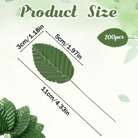 Xthrotsenk 200 foglie di rosa finte, foglie verdi per decorazione, foglie artificiali per fiori fai da te, decorazione per la casa, bouquet, ghirlande, decorazioni per matrimoni, decorazioni natalizie