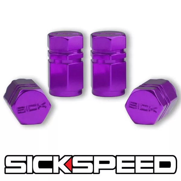 SICKSPEED 2016 4 PC PURPLE HEXAGONAL CHROMED ALUMINUM VENTIL VALVE