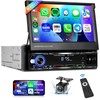 Podofo Upgrade Wireless CarPlay Single Din Radio 7 Inch Flip