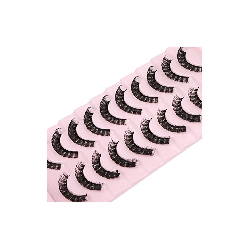 wiwoseo Eyelashes Russian Strip Lashes D Curly Natural Wispy Fluffy