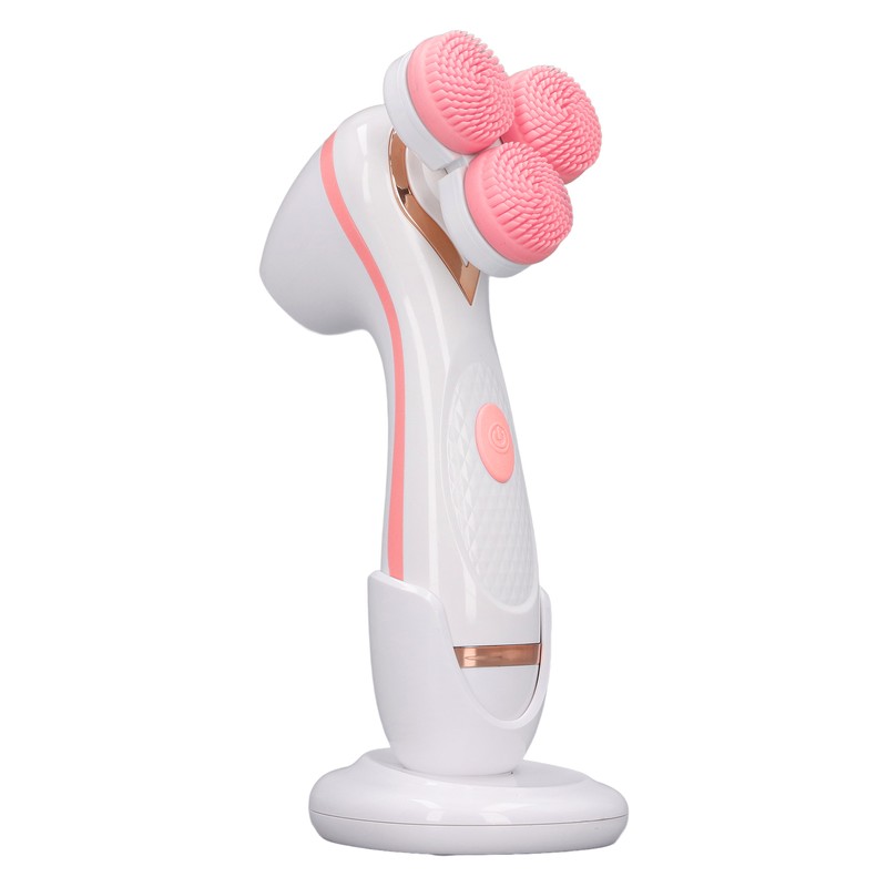 Electric Facial Cleansing Brush 3 Head Massage Facial Exfoliating Silicone