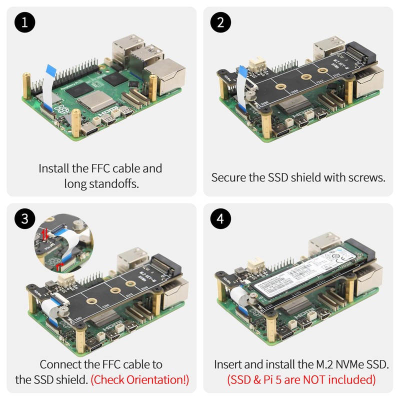 Electro Cookie PCIe to M.2 NVMe SSD HAT Board for