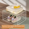Extra-Long, Low-Profile Closet Organizers and Storage with Wood Top, 3