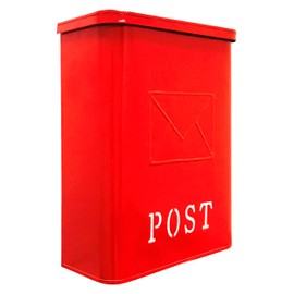 NACH Serena Traditional Post Galvanized Metal Mailbox, Wall Mount Mailboxes for Outside, Rust Resistant Red Mailbox, 10.5 x 4 x 14 inches, UH-1002RED