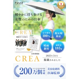Fuliz Parasol Folding Umbrella, Ultra Lightweight 6.5 oz (185 g) x 100% Light Blocking, For Both Sunny and Rainy Weather, 100% UV Protection, Light Blocking, Compact, Women's, Japan Brand, Black