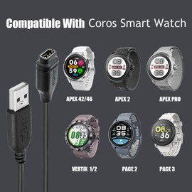 JIUJOJA 2PACK Charger Cable Compatible with Coros PACE 3, PACE 2, APEX, APEX Pro, VERTIX, VERTIX 2 Smart Watch