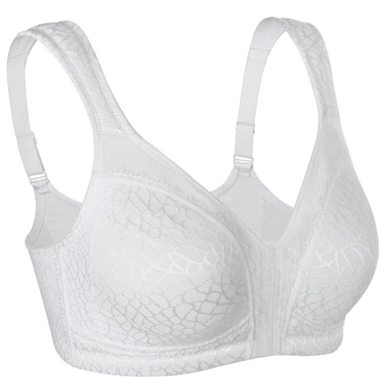 DotVol Women's Full Figure Front Closure Wirefree Jacquard Back Support