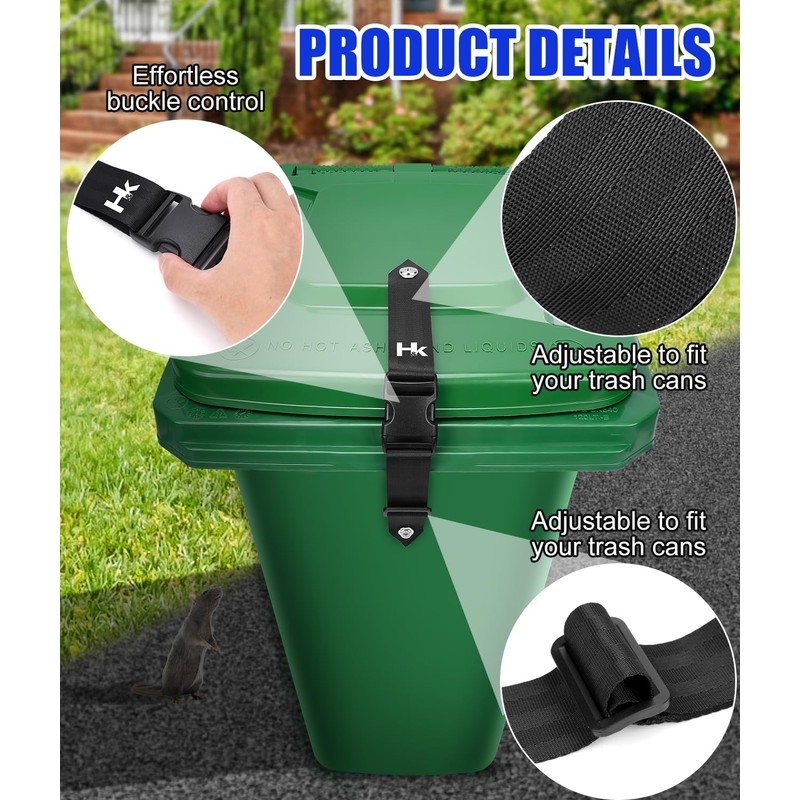 Trash Can Locks for Anti Animals, Universal Garbage Can Lock,