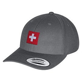 JPAK Swiss Flag Outdoor Hat Curved Bill Cap Soccer Dark Grey